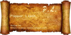 Popper Lipót névjegykártya